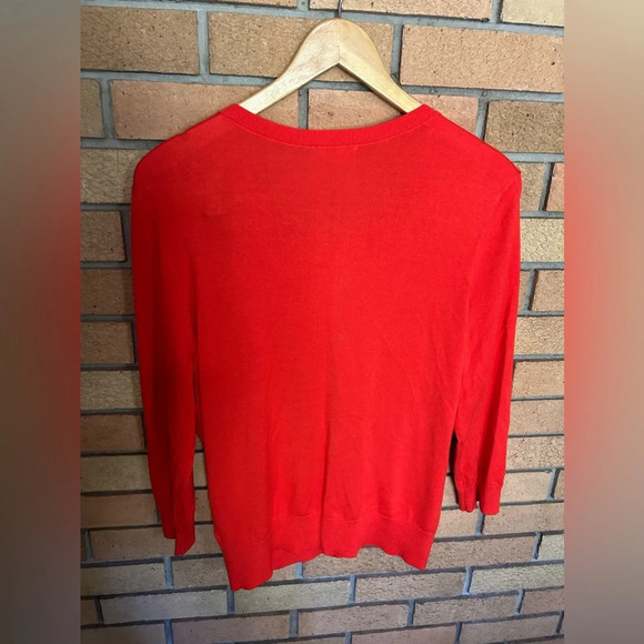 Halogen Size XL Scarlet Red Orange Cardigan Sweater Women Button Top - Picture 5 of 5